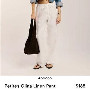 Reformation White Olina Pant - Medium